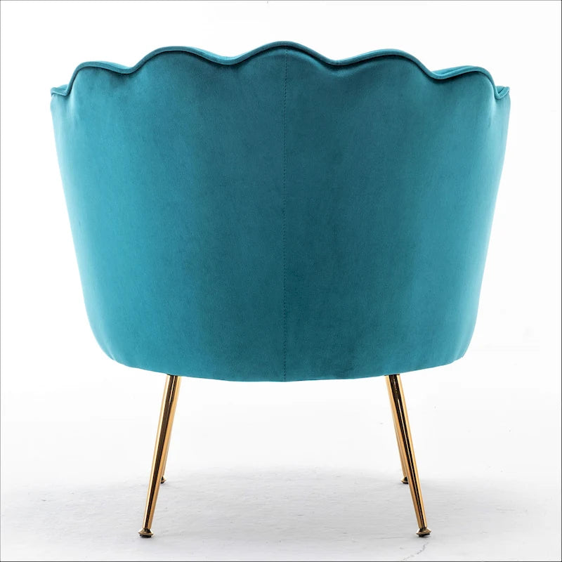 Fauteuil crapaud large en velours de 28,3 po avec pieds en métal doré