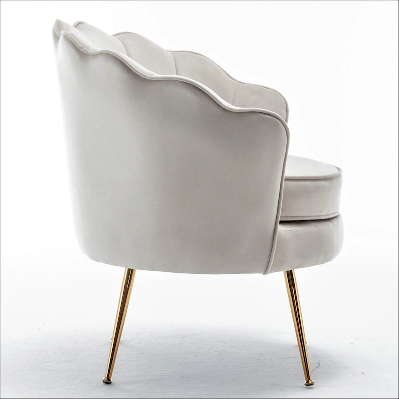 Fauteuil crapaud large en velours de 28,3 po avec pieds en métal doré