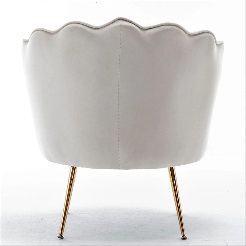 Fauteuil crapaud large en velours de 28,3 po avec pieds en métal doré