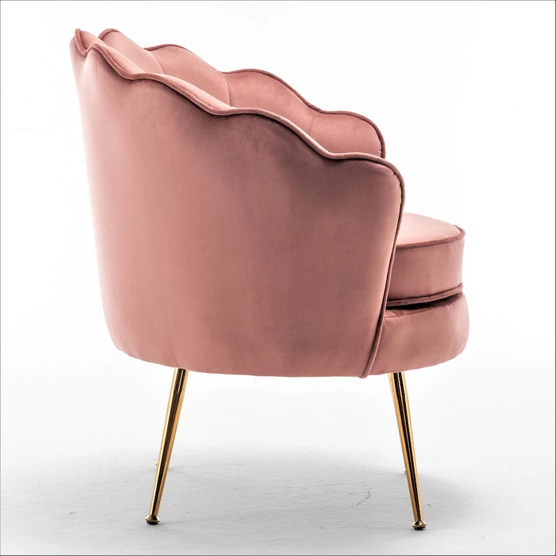 Fauteuil crapaud large en velours de 28,3 po avec pieds en métal doré