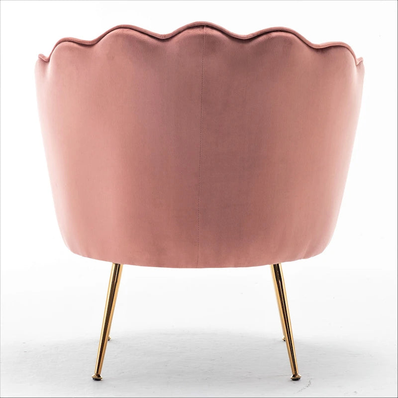 Fauteuil crapaud large en velours de 28,3 po avec pieds en métal doré