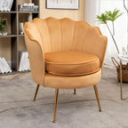 Fauteuil crapaud large en velours de 28,3 po avec pieds en métal doré