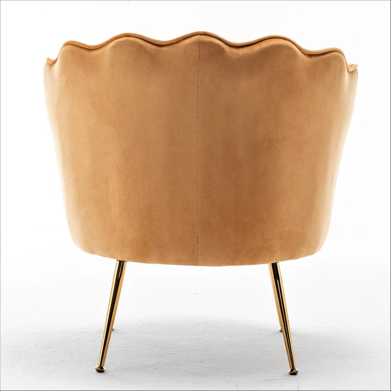 Fauteuil crapaud large en velours de 28,3 po avec pieds en métal doré