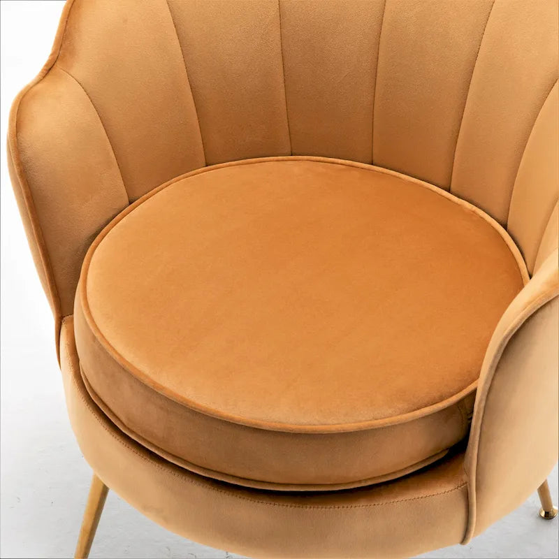 Fauteuil crapaud large en velours de 28,3 po avec pieds en métal doré