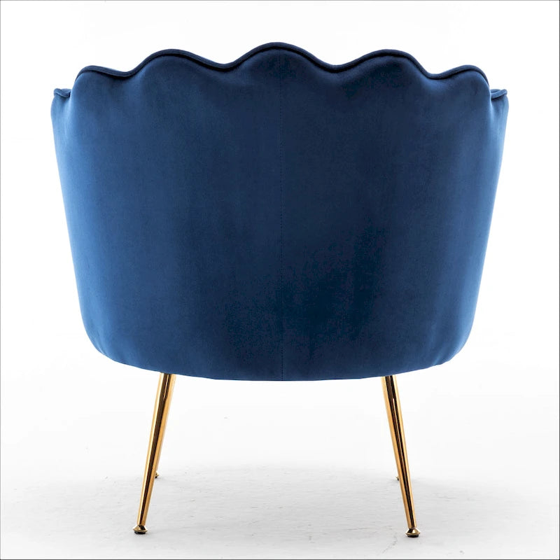 Fauteuil crapaud large en velours de 28,3 po avec pieds en métal doré