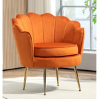 Fauteuil crapaud large en velours de 28,3 po avec pieds en métal doré