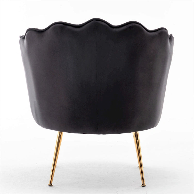Fauteuil crapaud large en velours de 28,3 po avec pieds en métal doré