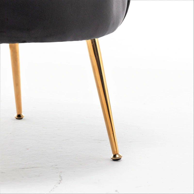 Fauteuil crapaud large en velours de 28,3 po avec pieds en métal doré