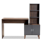 Bureau de rangement bicolore marron et gris foncé en bois avec étagères