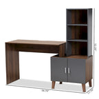 Bureau de rangement bicolore marron et gris foncé en bois avec étagères