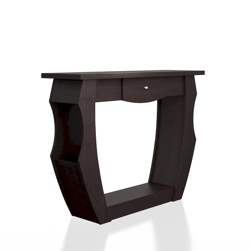 Console 1 tiroir en noyer contemporain de 99 cm