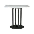 Table de cuisine circulaire blanche/noire à hauteur de comptoir