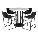 Table de cuisine circulaire blanche/noire à hauteur de comptoir