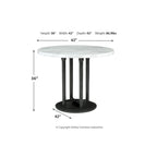 Table de cuisine circulaire blanche/noire à hauteur de comptoir
