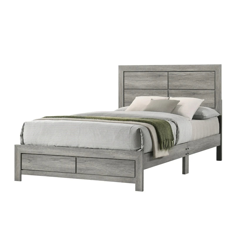 Chambre à coucher 6 pièces, plateforme rustique grise