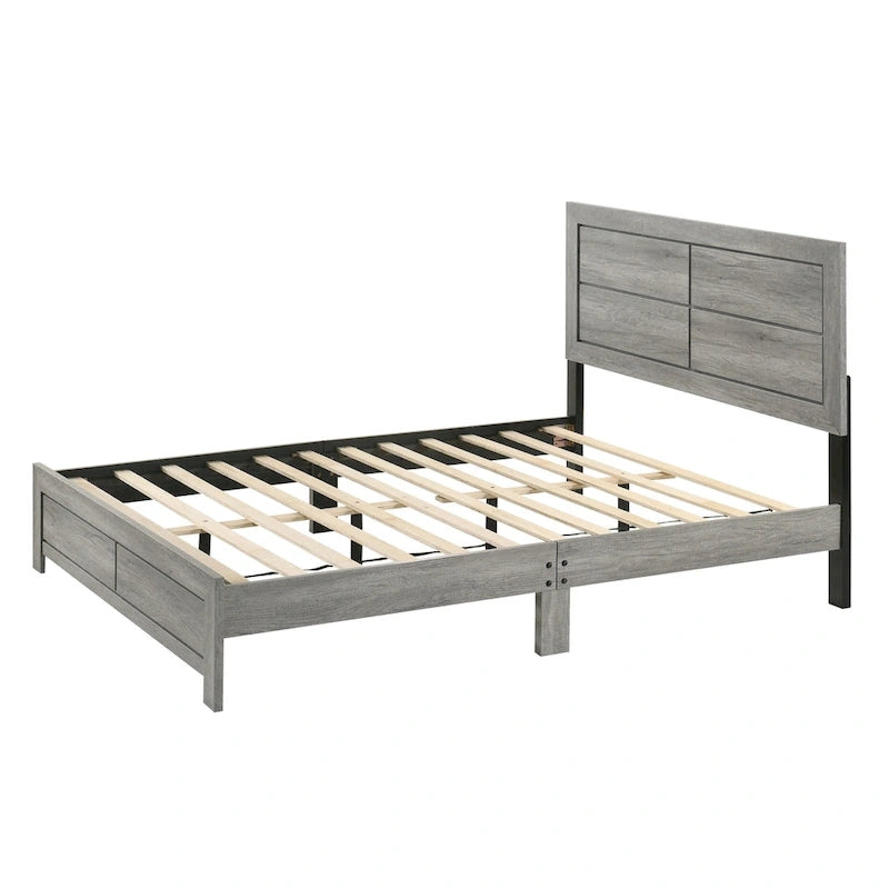 Chambre à coucher 6 pièces, plateforme rustique grise