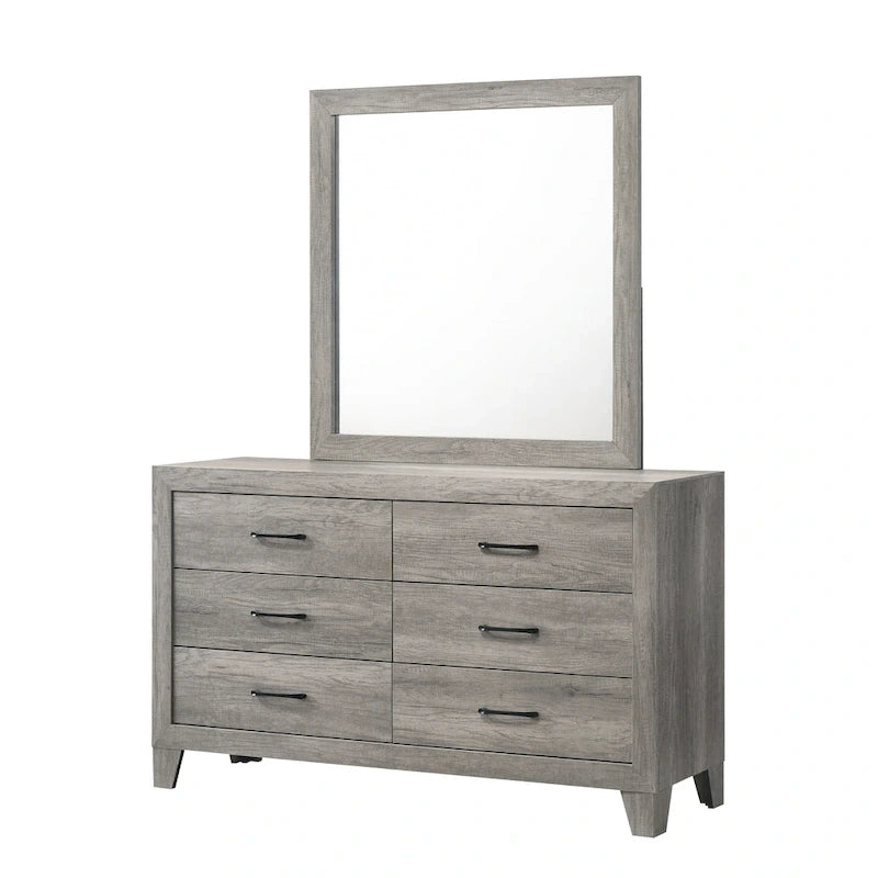 Chambre à coucher 6 pièces, plateforme rustique grise