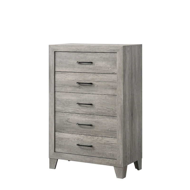 Chambre à coucher 6 pièces, plateforme rustique grise