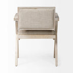 Chaise de salle à manger avec assise en tissu beige et cadre en bois massif blond - 23L x 22P x 31,5H