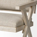 Chaise de salle à manger avec assise en tissu beige et cadre en bois massif blond - 23L x 22P x 31,5H