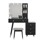 Coiffeuse 5 tiroirs avec prises et miroir LED