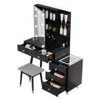 Coiffeuse 5 tiroirs avec prises et miroir LED