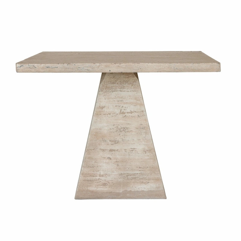 Table de salle à manger carrée en ciment avec pied central