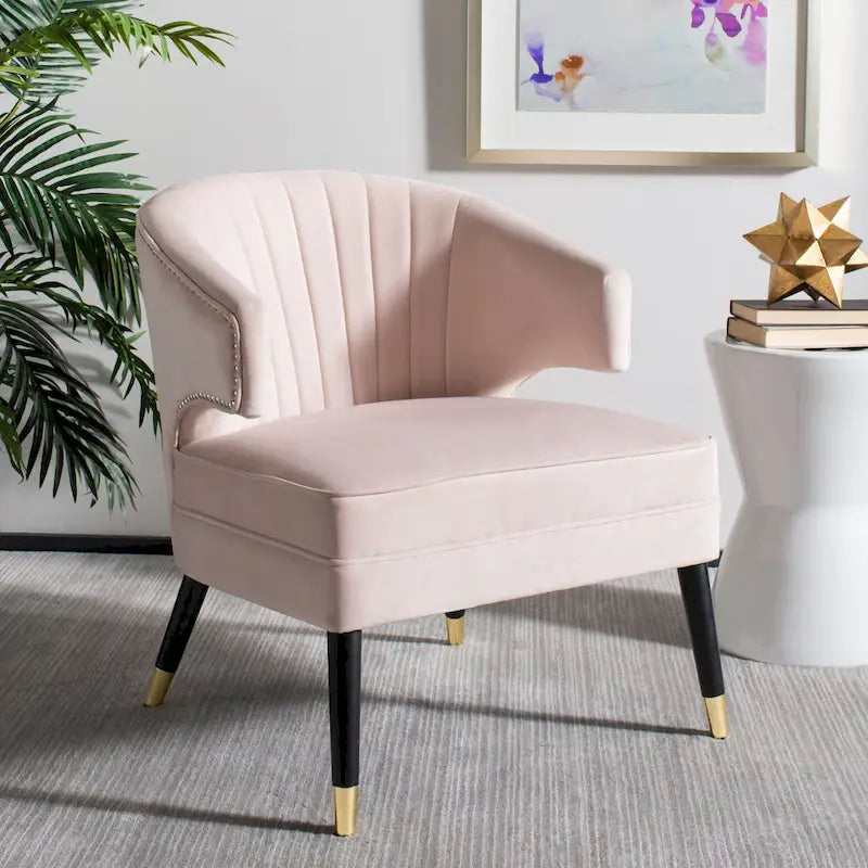 Fauteuil d'appoint à dossier haut en velours - 26,8 x 28 x 31,9