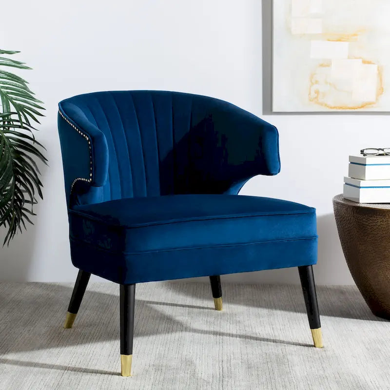Fauteuil d'appoint à dossier haut en velours - 26,8 x 28 x 31,9