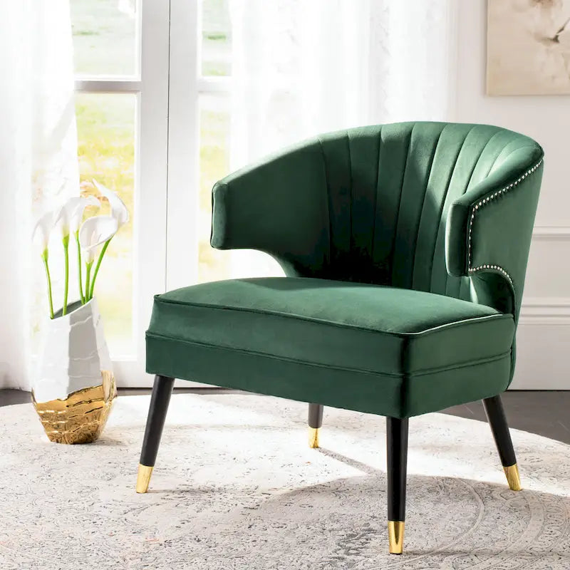 Fauteuil d'appoint à dossier haut en velours - 26,8 x 28 x 31,9