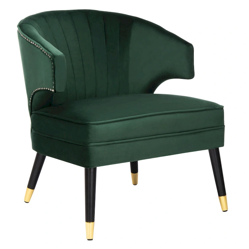 Fauteuil d'appoint à dossier haut en velours - 26,8 x 28 x 31,9