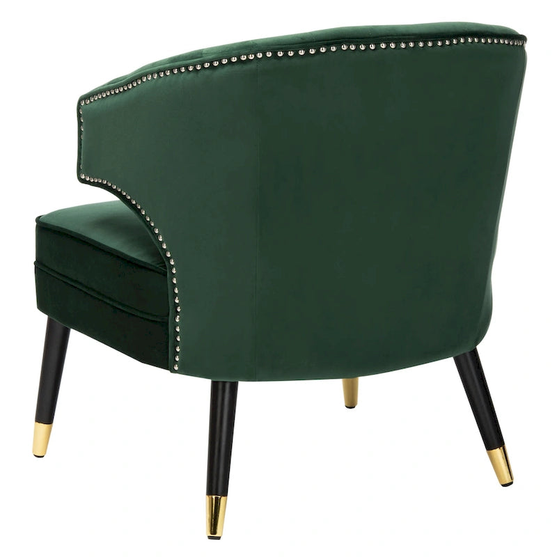 Fauteuil d'appoint à dossier haut en velours - 26,8 x 28 x 31,9
