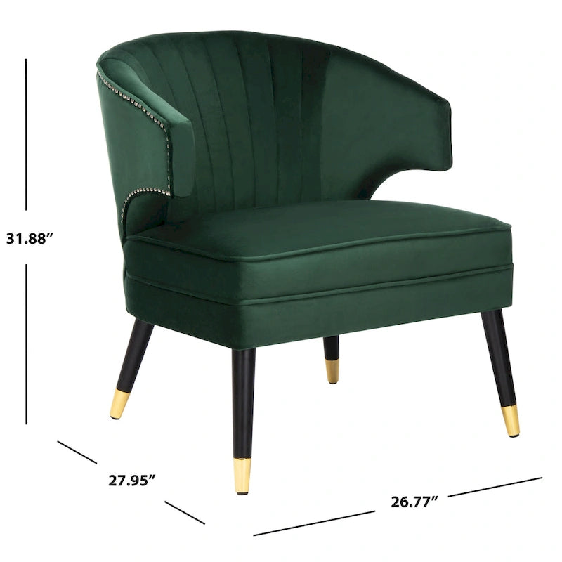 Fauteuil d'appoint à dossier haut en velours - 26,8 x 28 x 31,9