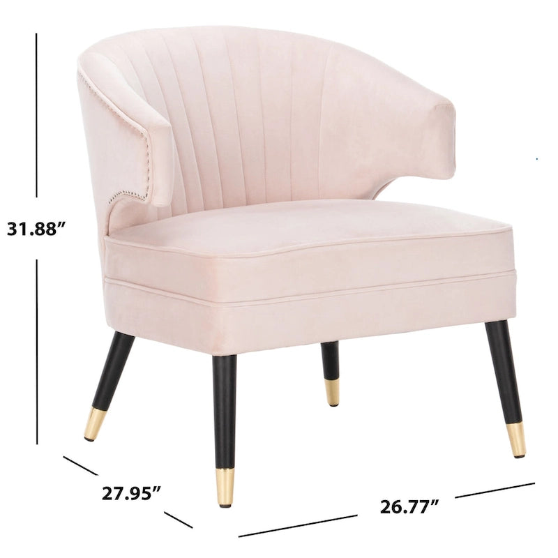 Fauteuil d'appoint à dossier haut en velours - 26,8 x 28 x 31,9