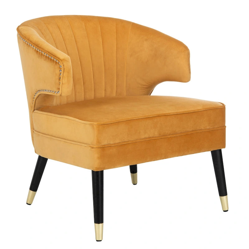 Fauteuil d'appoint à dossier haut en velours - 26,8 x 28 x 31,9