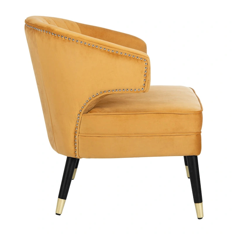 Fauteuil d'appoint à dossier haut en velours - 26,8 x 28 x 31,9