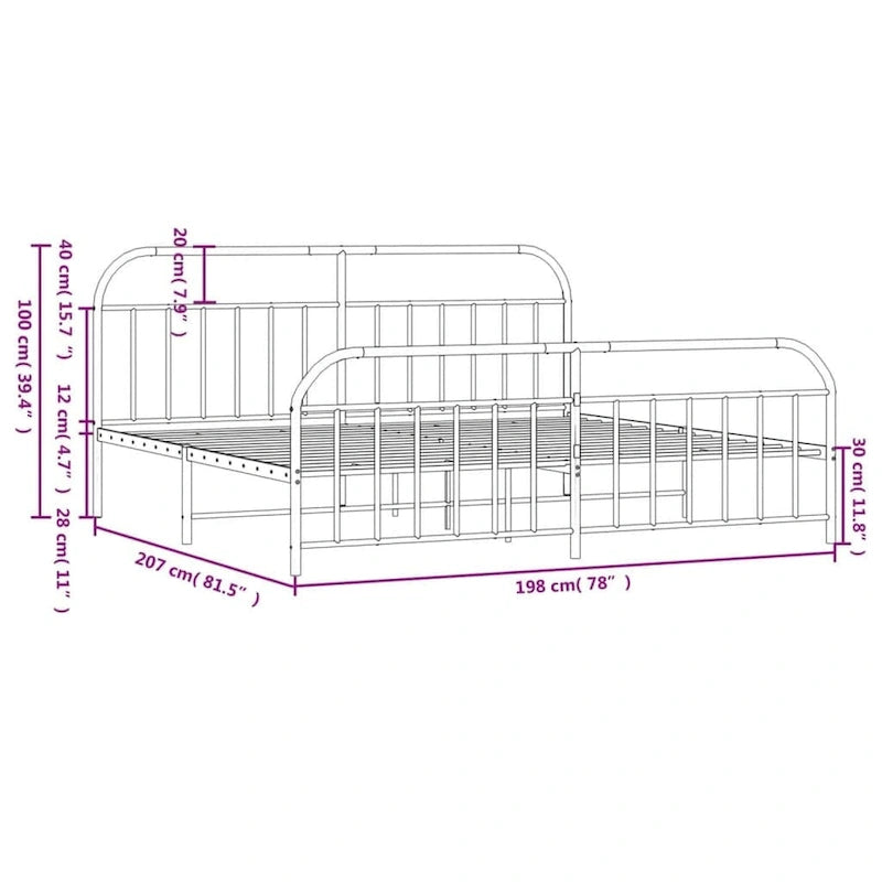 Cadre de lit en métal de 30,5 cm, sans matelas