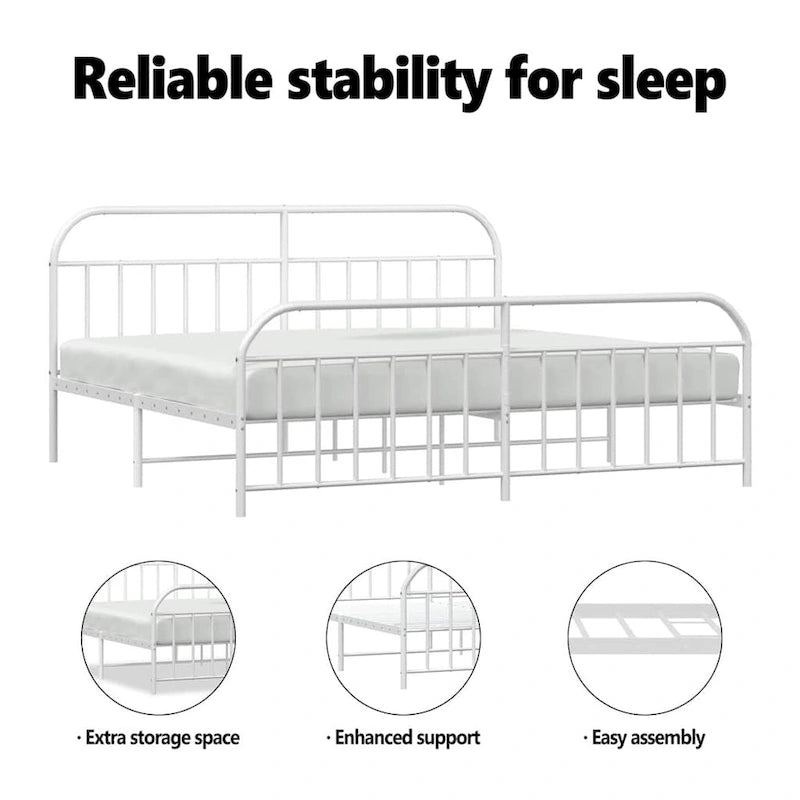 Cadre de lit en métal de 30,5 cm, sans matelas