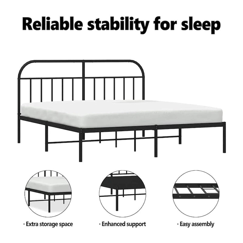 Cadre de lit en métal de 30,5 cm, sans matelas