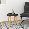 Table d'appoint ronde en bois d'ingénierie et pin massif - 15x15x15.7