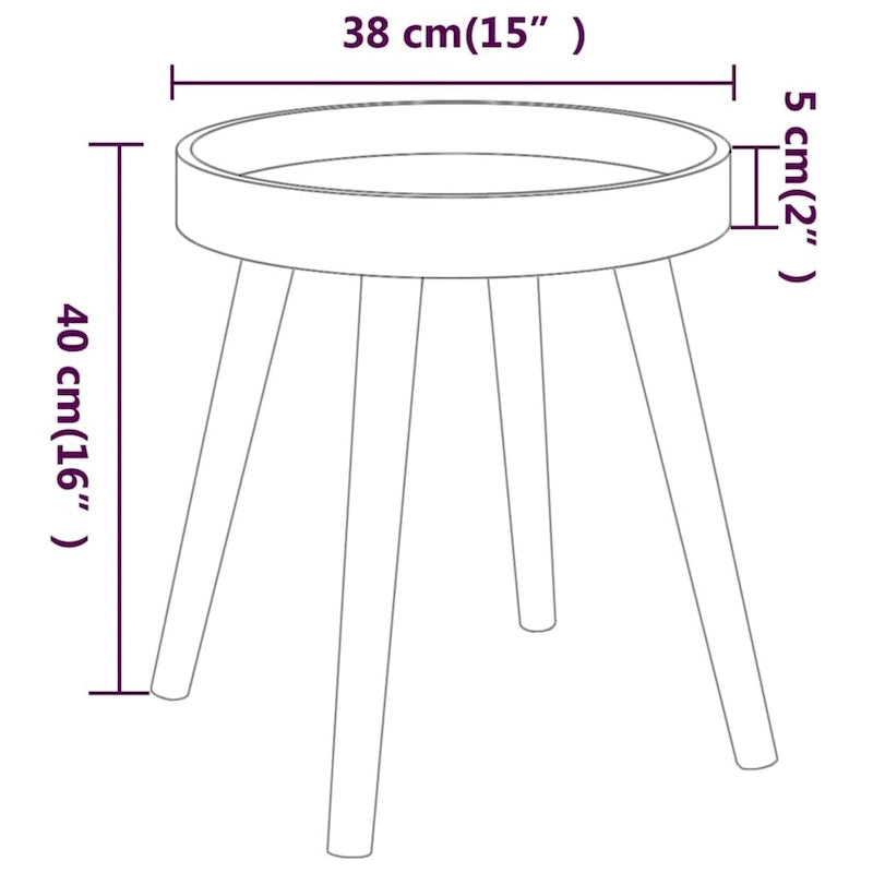 Table d'appoint ronde en bois d'ingénierie et pin massif - 15x15x15.7