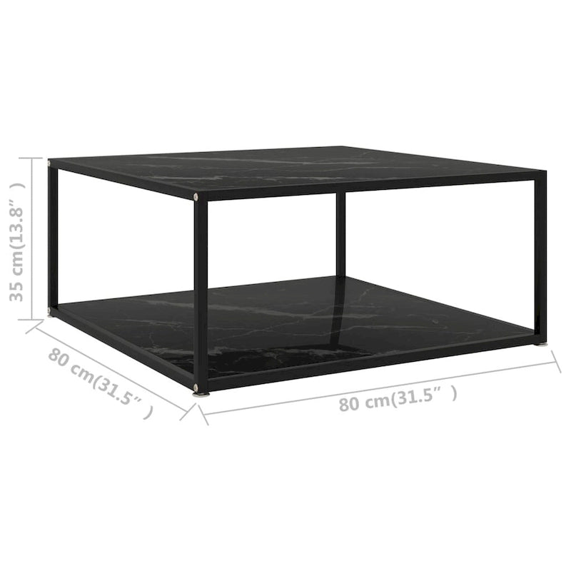 Table basse noire 31,5x31,5x13,8 Verre trempé
