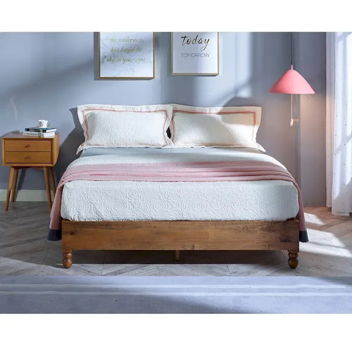 Cadre de lit en bois massif 12 pouces, style rustique, élimine le besoin de sommier tapissier, finition naturelle