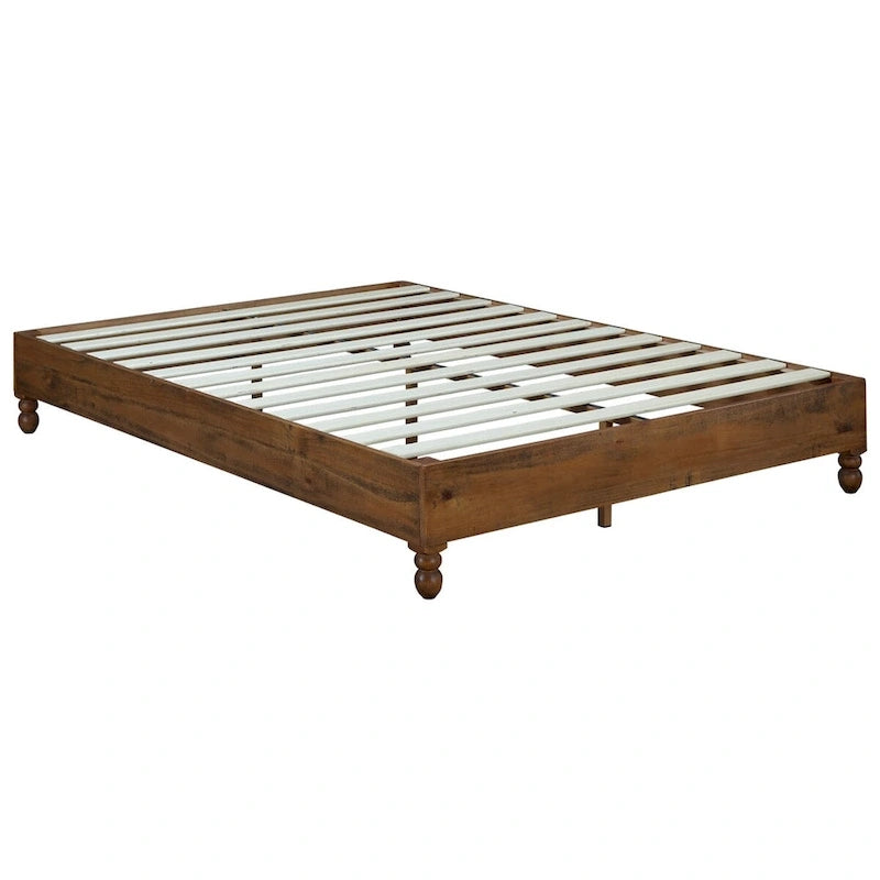 Cadre de lit en bois massif 12 pouces, style rustique, élimine le besoin de sommier tapissier, finition naturelle