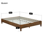 Cadre de lit en bois massif 12 pouces, style rustique, élimine le besoin de sommier tapissier, finition naturelle