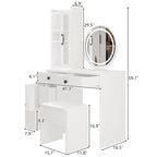 Coiffeuse avec multiprise et miroir LED à trois tons - N/A