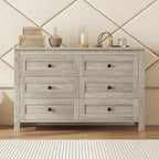 Commode en bois de style ferme rétro avec 6 tiroirs, meuble de rangement pour chambre à coucher