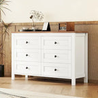 Commode en bois de style ferme rétro avec 6 tiroirs, meuble de rangement pour chambre à coucher