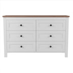 Commode en bois de style ferme rétro avec 6 tiroirs, meuble de rangement pour chambre à coucher