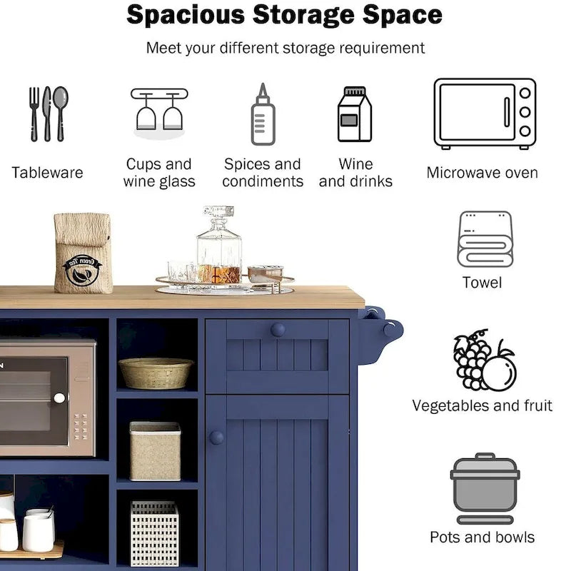 Desserte de cuisine à roulettes, Meuble de rangement, Plateau en bois massif